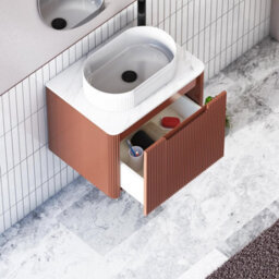 Royal Bathrooms Avenza 600mm Terracotta Clay Wall Hung Bathroom Countertop Vanity Unit 1 Drawer With Lyon Basin - thumbnail 5