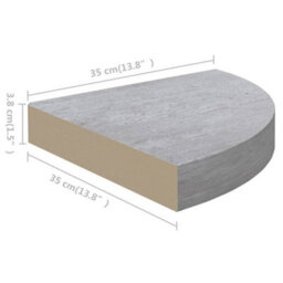 Berkfield Wall Corner Shelves 2 Pcs Concrete Grey 35X35X3.8 Cm Mdf - thumbnail 8