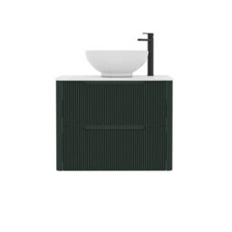 Royal Bathrooms Avenza 700mm Deep Moss Green Wall Hung Bathroom Countertop Vanity Unit 2 Drawer With Breeze Basin - thumbnail 6