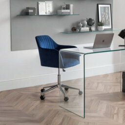 Oakham Executive Ardmore Velvet Swivel Office Chair In Blue And Chrome - thumbnail 2