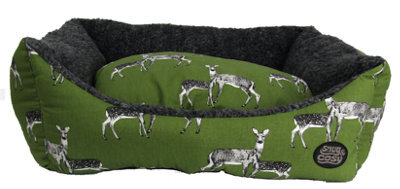 Snug & Cosy Pets Snug And Cosy Sage Deer Rectangle Pet Dog Bed Medium Green Printed - image 1