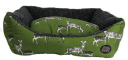 Snug & Cosy Pets Snug And Cosy Sage Deer Rectangle Pet Dog Bed Medium Green Printed