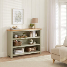The Furniture Market Marbury Sage Green Painted Wide Low Large Bookcase - thumbnail 3