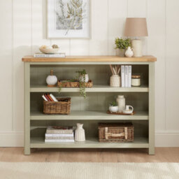 The Furniture Market Marbury Sage Green Painted Wide Low Large Bookcase - thumbnail 2