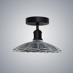 Industrial- Semi Flush Mount Ceiling Light With 22Cm Brushed Silver Umbrella Shade For Kitchen Bathroom Or Porch - thumbnail 6