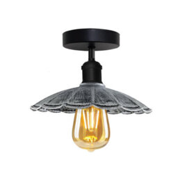 Industrial- Semi Flush Mount Ceiling Light With 22Cm Brushed Silver Umbrella Shade For Kitchen Bathroom Or Porch - thumbnail 1