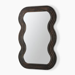 Furniturebox Uk Liora Walnut Wood Medium 90X60Cm Rectangle Wavy Wall Mirror - thumbnail 4