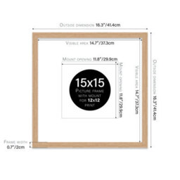 "15X15"" Oak Picture Frame - 15X15"" Square Frame With 12X12"" Mount For 15X15""/12X12"" Pictures Vintage Style Wall Art, 1 Pack" - thumbnail 2