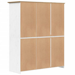 Berkfield Wardrobe Bodo White And Brown 151.5X52X176.5Cm Solid Wood Pine - thumbnail 6