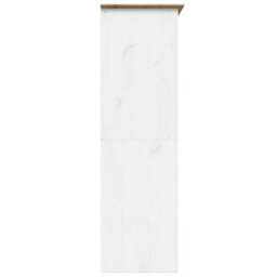 Berkfield Wardrobe Bodo White And Brown 151.5X52X176.5Cm Solid Wood Pine - thumbnail 5