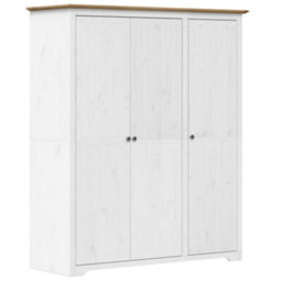 Berkfield Wardrobe Bodo White And Brown 151.5X52X176.5Cm Solid Wood Pine - thumbnail 2