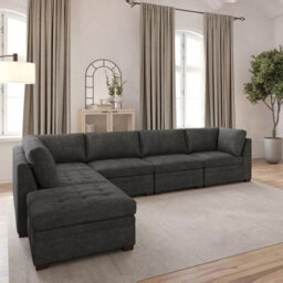 Xample Thomasville Tisdale Dark Grey 6 Piece Modular Fabric Sofa With Storage Ottoman,pocket Coil Seating, Removable Cushions & Wood Legs - thumbnail 5