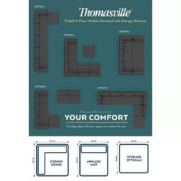 Xample Thomasville Tisdale Dark Grey 6 Piece Modular Fabric Sofa With Storage Ottoman,pocket Coil Seating, Removable Cushions & Wood Legs - thumbnail 3