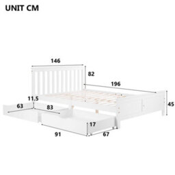 4Ft Double Wooden Solid Grey Pine Storage Bed With Drawers Bed - thumbnail 7