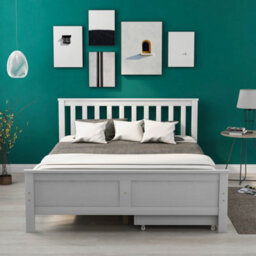 4Ft Double Wooden Solid Grey Pine Storage Bed With Drawers Bed - thumbnail 3
