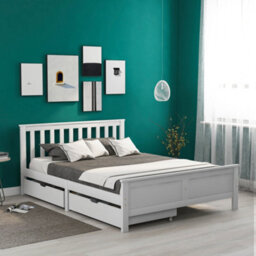 4Ft Double Wooden Solid Grey Pine Storage Bed With Drawers Bed - thumbnail 2