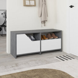 Decortie Modern Nexus Shoe Cabinet Retro Grey, White 105(W) 2-Door Storage And Open Shelf Space Saver Engineered Wood Hallway - thumbnail 1