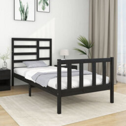 Berkfield Bed Frame Black Solid Wood 75X190 Cm 2Ft6 Small Single - thumbnail 1