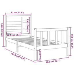 Berkfield Bed Frame Black Solid Wood 75X190 Cm 2Ft6 Small Single - thumbnail 6