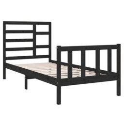 Berkfield Bed Frame Black Solid Wood 75X190 Cm 2Ft6 Small Single - thumbnail 4