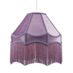 Happy Homewares Traditional Victorian Empire 40Cm Lamp Shade In Lilac With Tassels - thumbnail 2