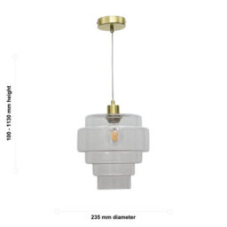 First Choice Lighting Set Of 2 Benson - 5 Tier Glass & Satin Brass Ceiling Pendant Lights - thumbnail 6