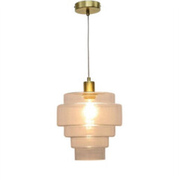 First Choice Lighting Set Of 2 Benson - 5 Tier Glass & Satin Brass Ceiling Pendant Lights - thumbnail 3