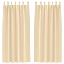 Berkfield Curtains With Curtains 2 Pcs Cream 260 X 140 Cm Polyester - thumbnail 2
