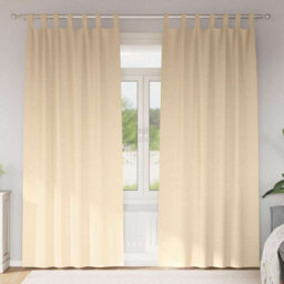 Berkfield Curtains With Curtains 2 Pcs Cream 260 X 140 Cm Polyester - thumbnail 1