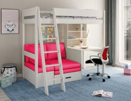 Estella White - High With Desk/futon (Pink Futon) - thumbnail 1