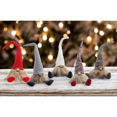 Set Of 5 Colourful Hat Bearded Christmas Gonks - Festive Xmas Scandi Faceless Gonk Gnome Novelty Home Decoration - Each H43 X 9Cm - image 1