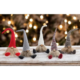 Set Of 5 Colourful Hat Bearded Christmas Gonks - Festive Xmas Scandi Faceless Gonk Gnome Novelty Home Decoration - Each H43 X 9Cm - thumbnail 1