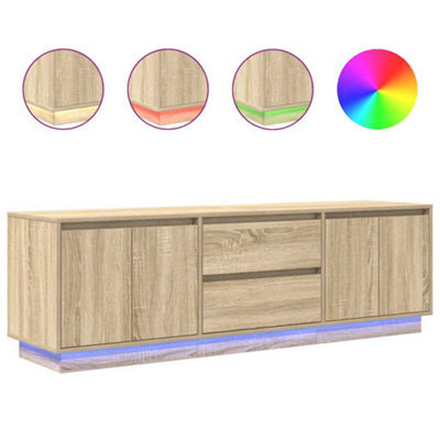 Berkfield Durable Tv Cabinet With Led Lights Sonoma Oak 160.5X41X50 Cm - image 1