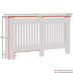 Large -833X1520X190 mm Designs Arlington White Modern Radiator Cover Wood Mdf Cabinet Grill - thumbnail 4