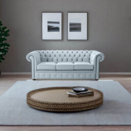 Chesterfield 3 Seater Shelly Parlour Blue Leather Sofa Bespoke In Classic Style - thumbnail 2