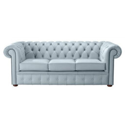 Chesterfield 3 Seater Shelly Parlour Blue Leather Sofa Bespoke In Classic Style - thumbnail 1