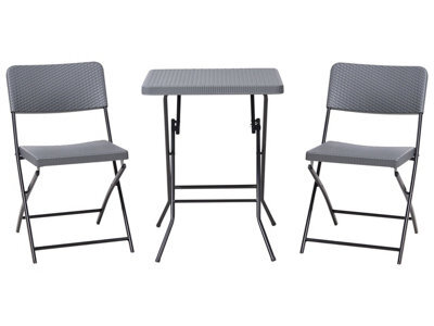 Wyld And Coco Novahome Bistro Set Grey - Foldable Weatherproof Table And 2 Chairs, Compact Outdoor Dining - image 1