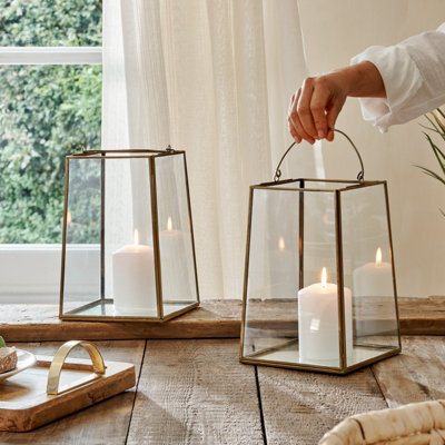 Brass Metal Lantern - Metal Votive - Brass Candle Lantern - image 1