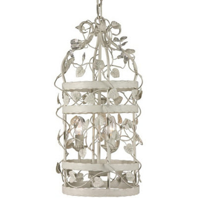 Luminosa Lighting Luminosa Michelan 3 Light Wire Frame Pendant Ceiling Light Beige Gray