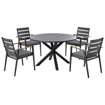 Beliani Garden Dining Set 4 Seater Maletto/taviano With Cushions Metal Black - image 1