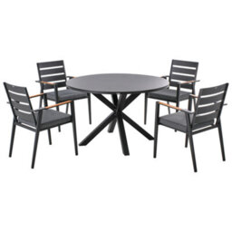 Beliani Garden Dining Set 4 Seater Maletto/taviano With Cushions Metal Black - thumbnail 1