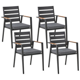 Beliani Garden Dining Set 4 Seater Maletto/taviano With Cushions Metal Black - thumbnail 6