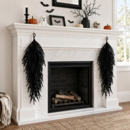 Amorly 2 Pcs 68Cm Halloween Black Teardrop Norfolk Swag, Gothic Artificial Door Swag For Porch Pillar Mantle Window Wall Home Decor - thumbnail 6