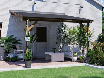 Dunster House Lean To Wooden Gazebo With Super Felt, 3M X 3M Wall Mounted Garden Shelter Utopia - image 1