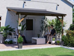 Dunster House Lean To Wooden Gazebo With Super Felt, 3M X 3M Wall Mounted Garden Shelter Utopia - thumbnail 3