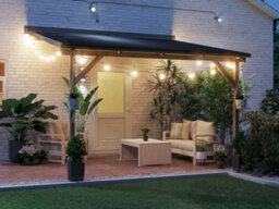 Dunster House Lean To Wooden Gazebo With Super Felt, 3M X 3M Wall Mounted Garden Shelter Utopia - thumbnail 2