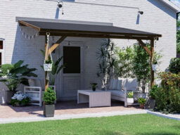 Dunster House Lean To Wooden Gazebo With Super Felt, 3M X 3M Wall Mounted Garden Shelter Utopia - thumbnail 1