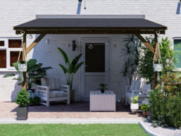 Dunster House Lean To Wooden Gazebo With Super Felt, 3M X 3M Wall Mounted Garden Shelter Utopia - thumbnail 4
