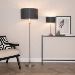 Valuelights Maggie Chrome Candlestick Floor Lamp With Charcoal With Chrome Inner Lamp Shade - thumbnail 3