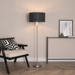 Valuelights Maggie Chrome Candlestick Floor Lamp With Charcoal With Chrome Inner Lamp Shade - thumbnail 1